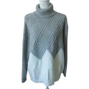 Simply Vera Wang Women's Long Sleeve Gray & White Turtleneck Sweater Size Large